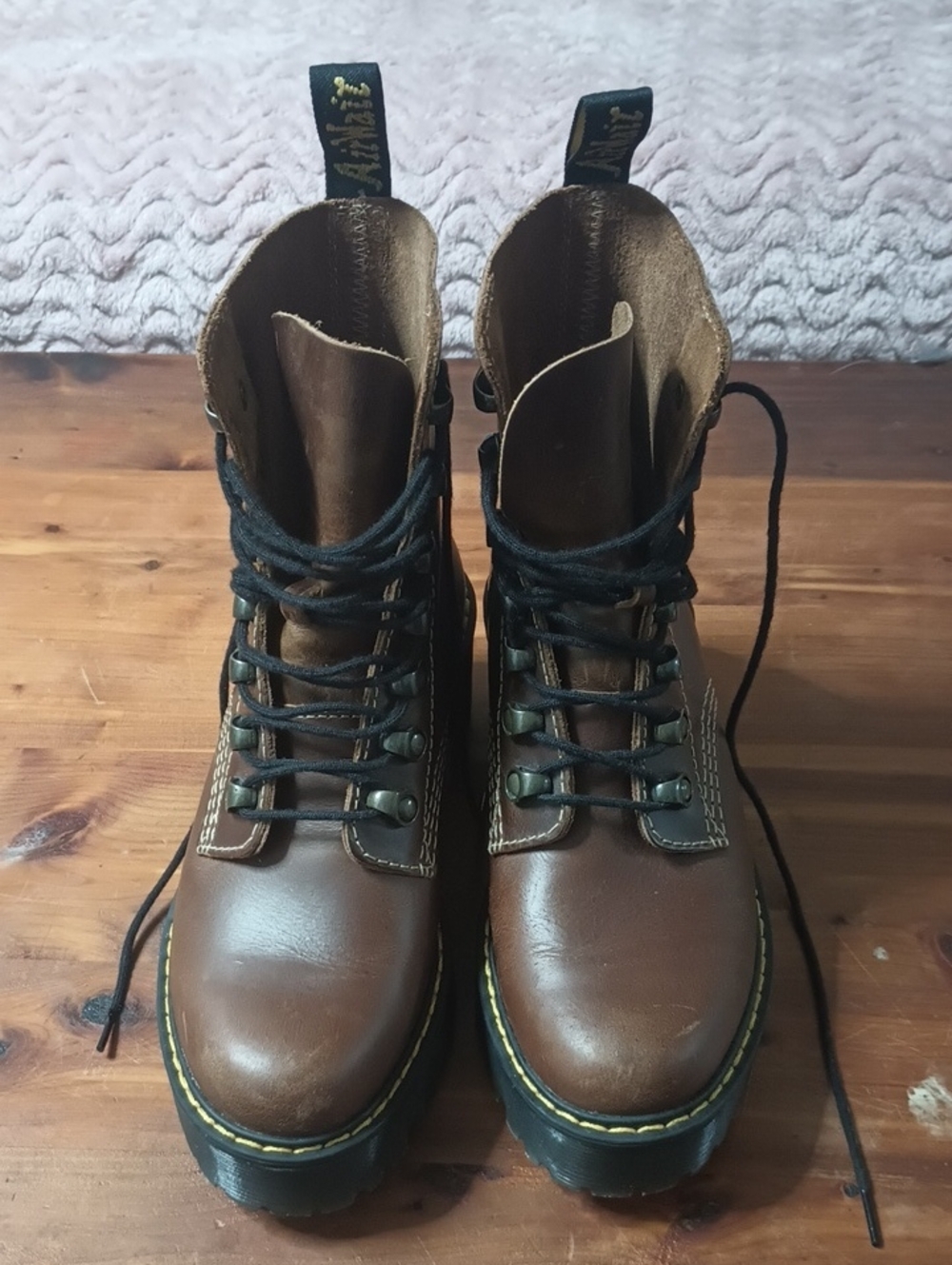 Dr. Martens Brown Kids Lace-Up Platform Boots